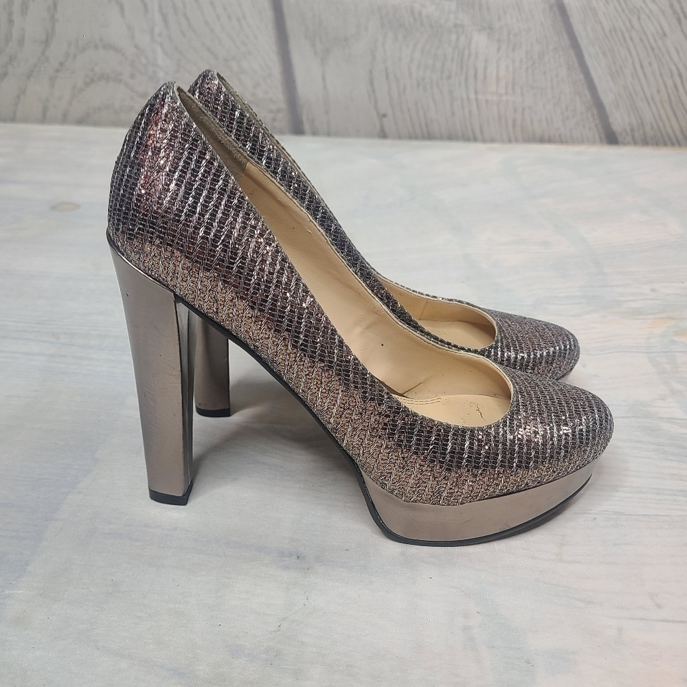 Enzo Angiolini Metallic Silver Pumps Size 7.5